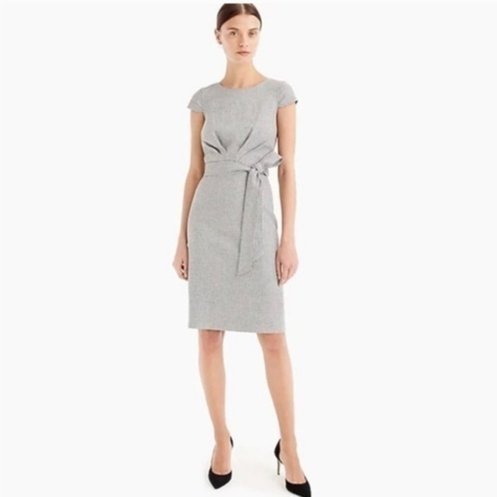 J.Crew Tie-front dress in mini-houndstooth size 12P